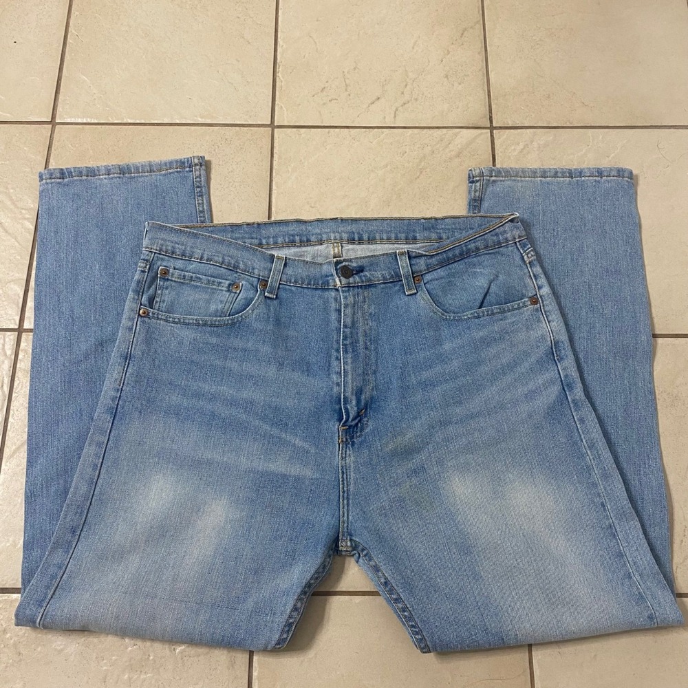 Levi‎ Strauss & Co 505 Mens Jeans W38 L30 Light Wash Denim Cotton Classic Fit